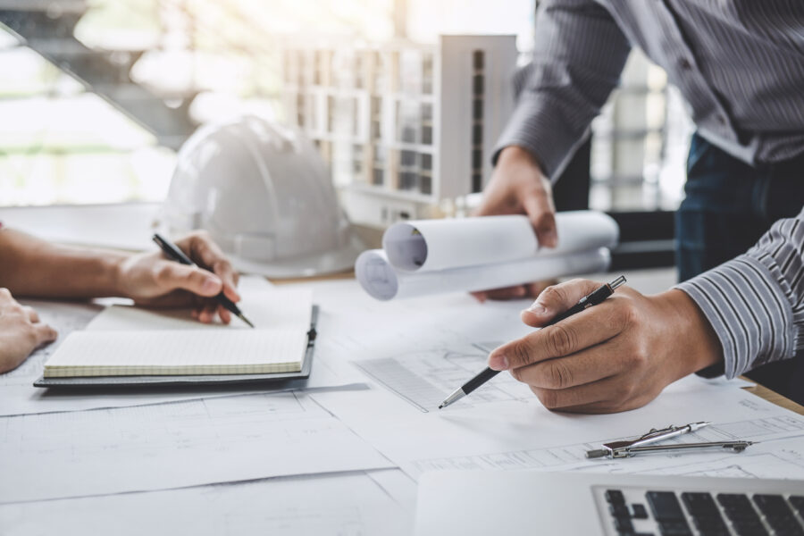Construction and structure concept of Engineer or architect meet